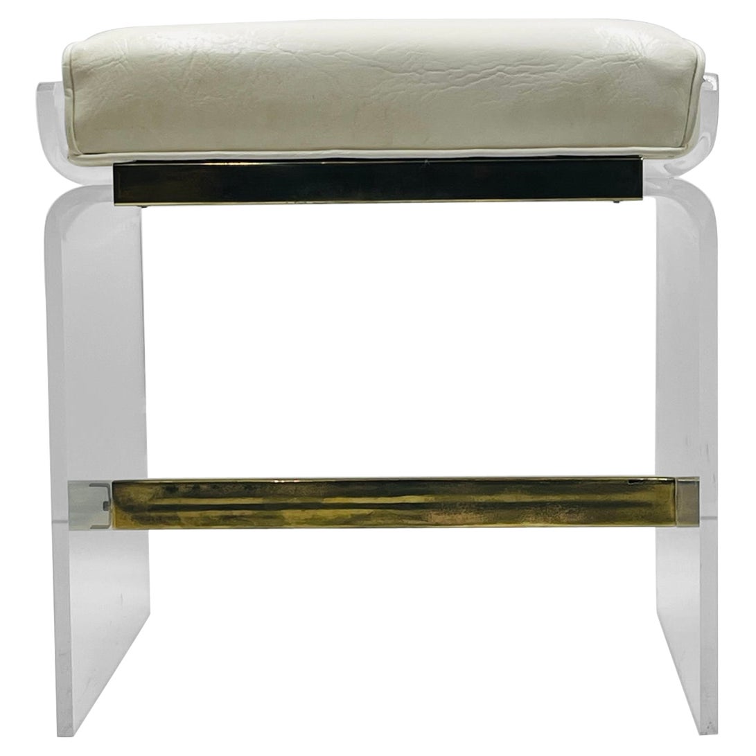 Lucite & Brass Vanity Bench by Charles Hollis Jones, USA, 1960s
