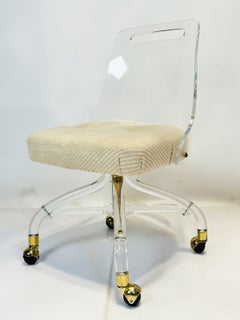 Lucite & Brass Vanity Chair by Hill Manufacturing, USA 1960's