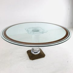 Lucite & Bronze Pedestal Base Dining Table by Spectrum