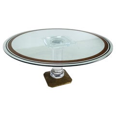 Lucite & Bronze Pedestal Base Dining Table by Spectrum