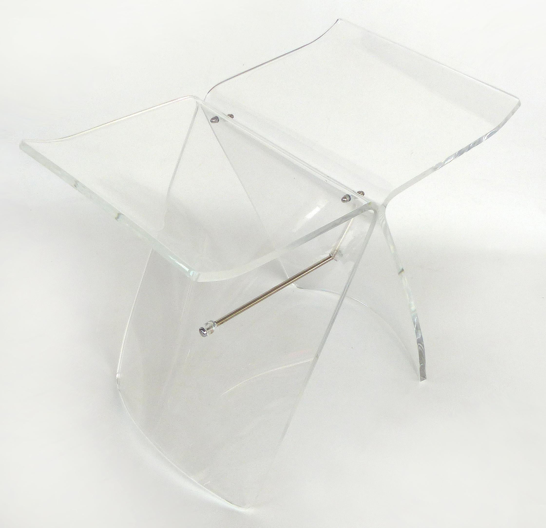 Polished Lucite Butterfly Stool after Original by Sori Yanagi in Bentwood