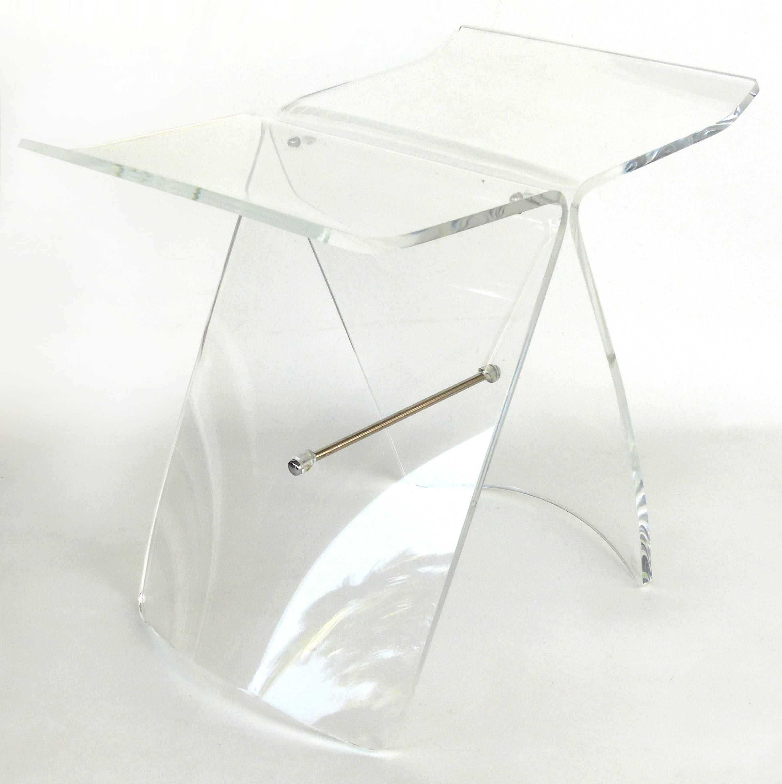 Lucite Butterfly Stool after Original by Sori Yanagi in Bentwood In New Condition In Miami, FL