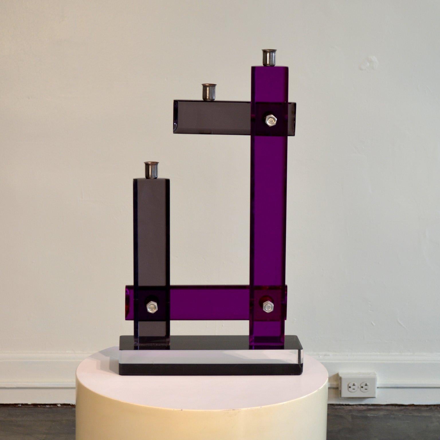 Post-Modern Lucite Candelabra by Shlomi Haziza In Good Condition For Sale In Portland, ME