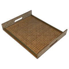 Lucite, Caned and Brass Serving Plate in the style of Christian Dior
