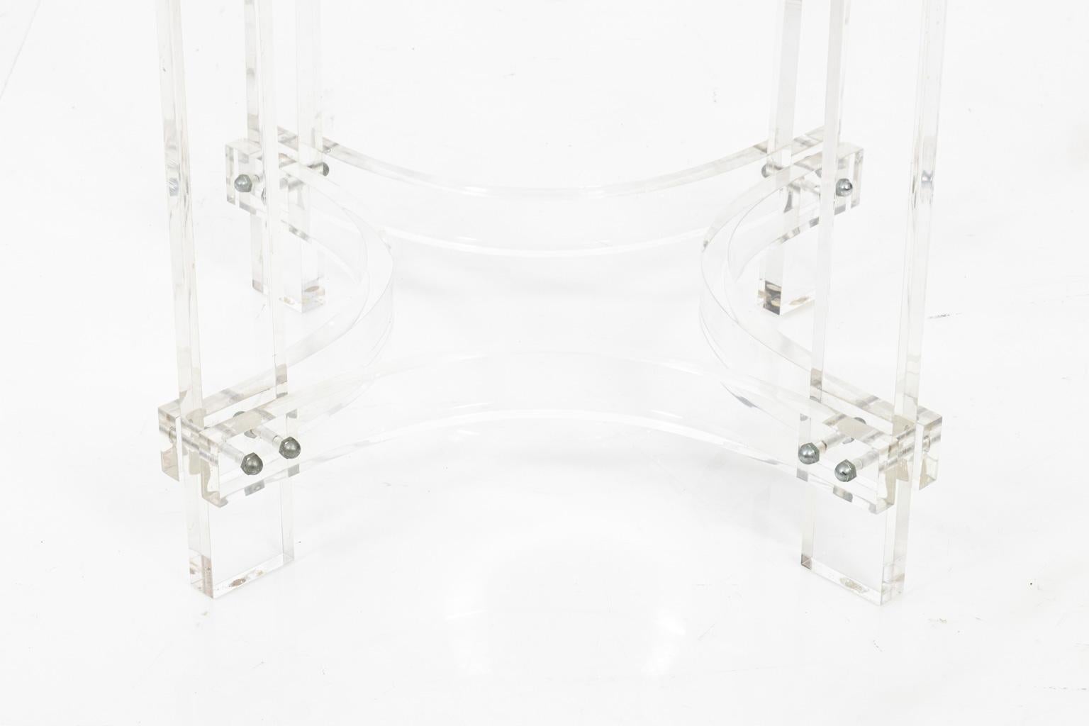 Mid-Century Modern Lucite Center Table with Glass Top
