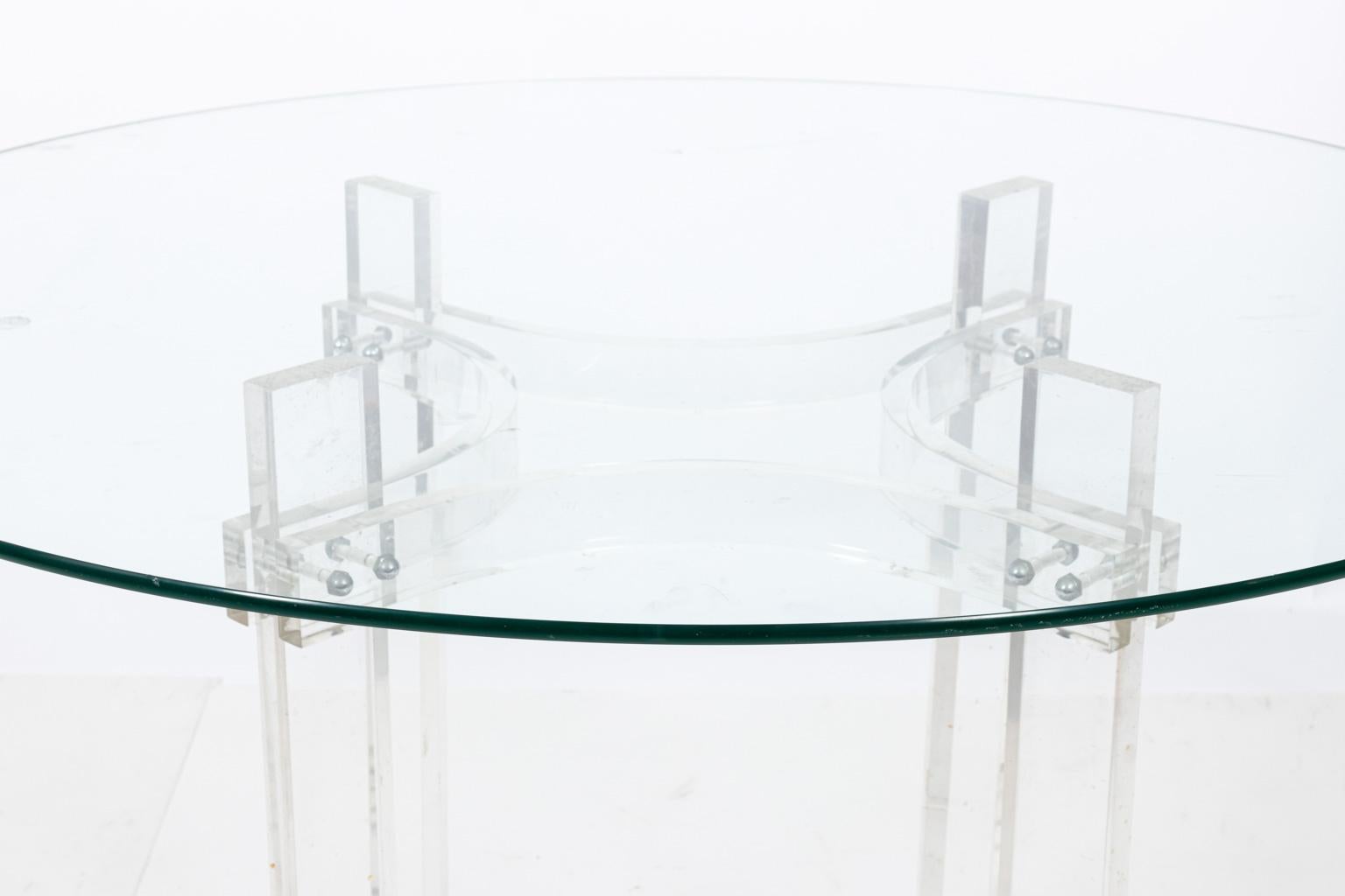 Lucite Center Table with Glass Top In Good Condition In Stamford, CT