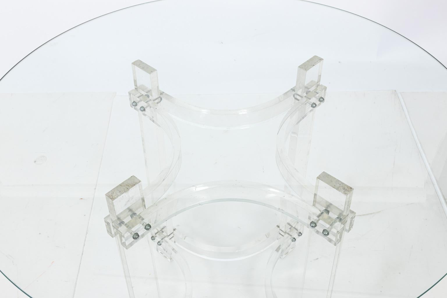 20th Century Lucite Center Table with Glass Top