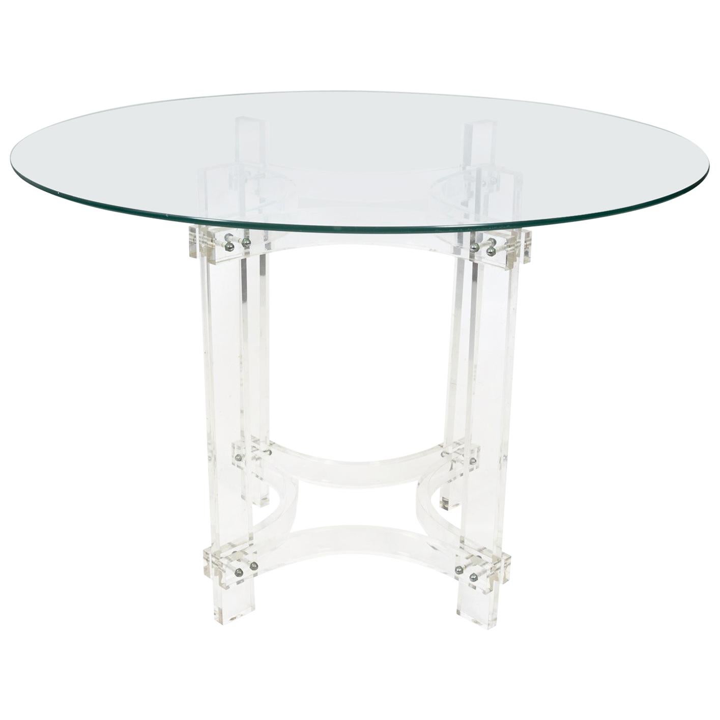 Lucite Center Table with Glass Top