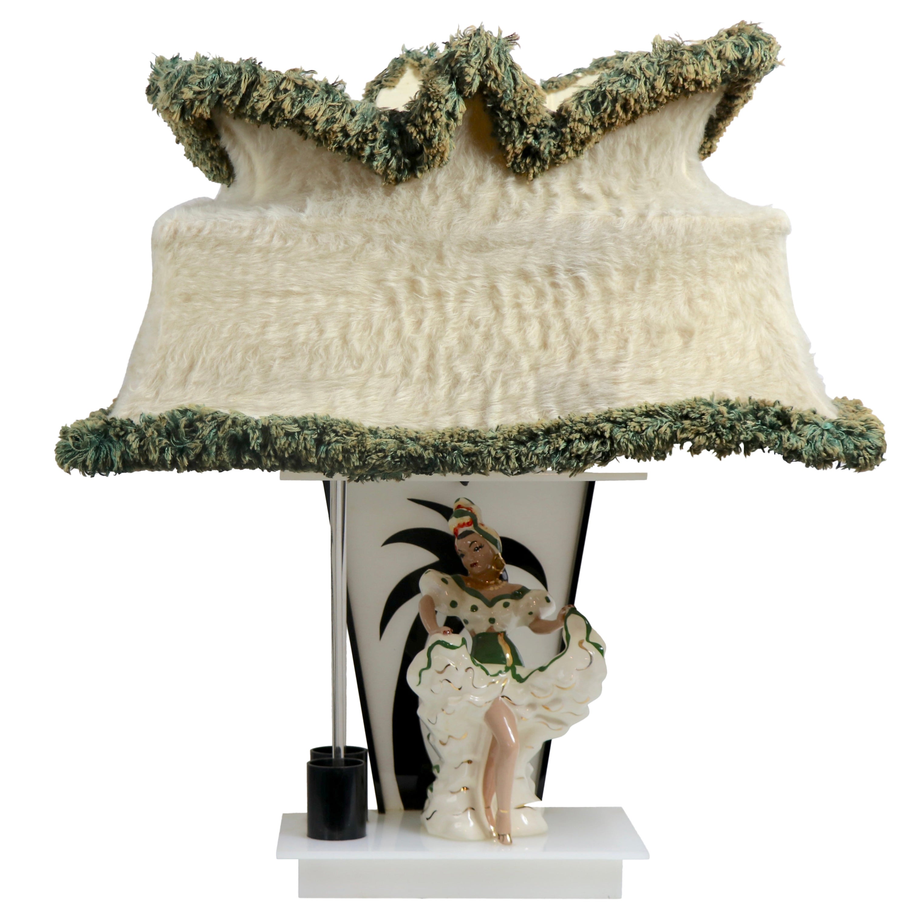 Lucite Ceramic Mid-Century Lamp by Moss with Original Shade
