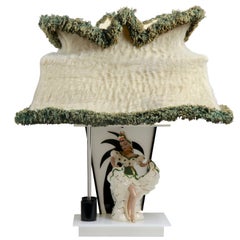 Lucite Ceramic Mid-Century Lamp by Moss with Original Shade