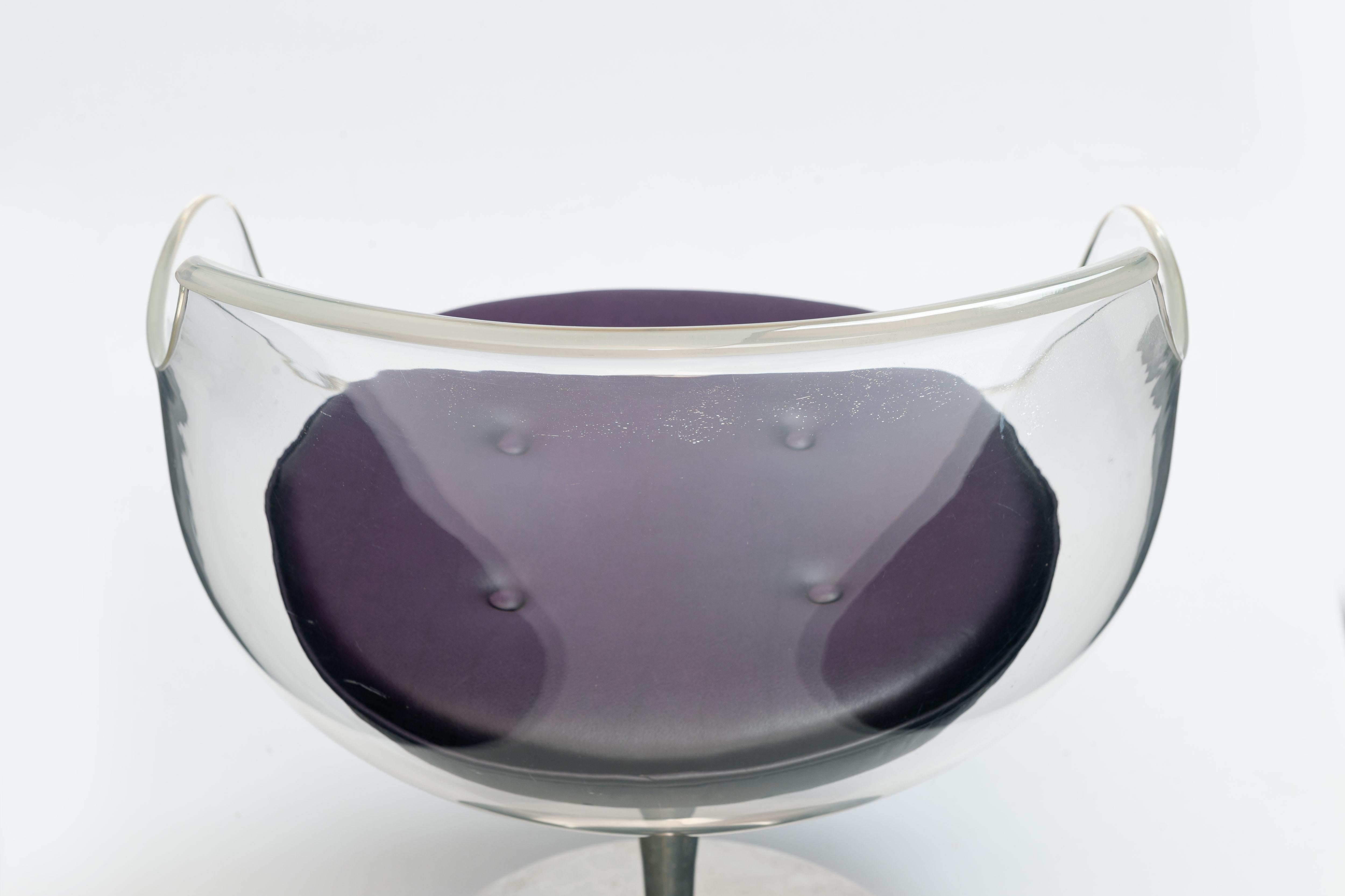 Leather Lucite 'Champagne' Chair by Estelle & Erwin Laverne