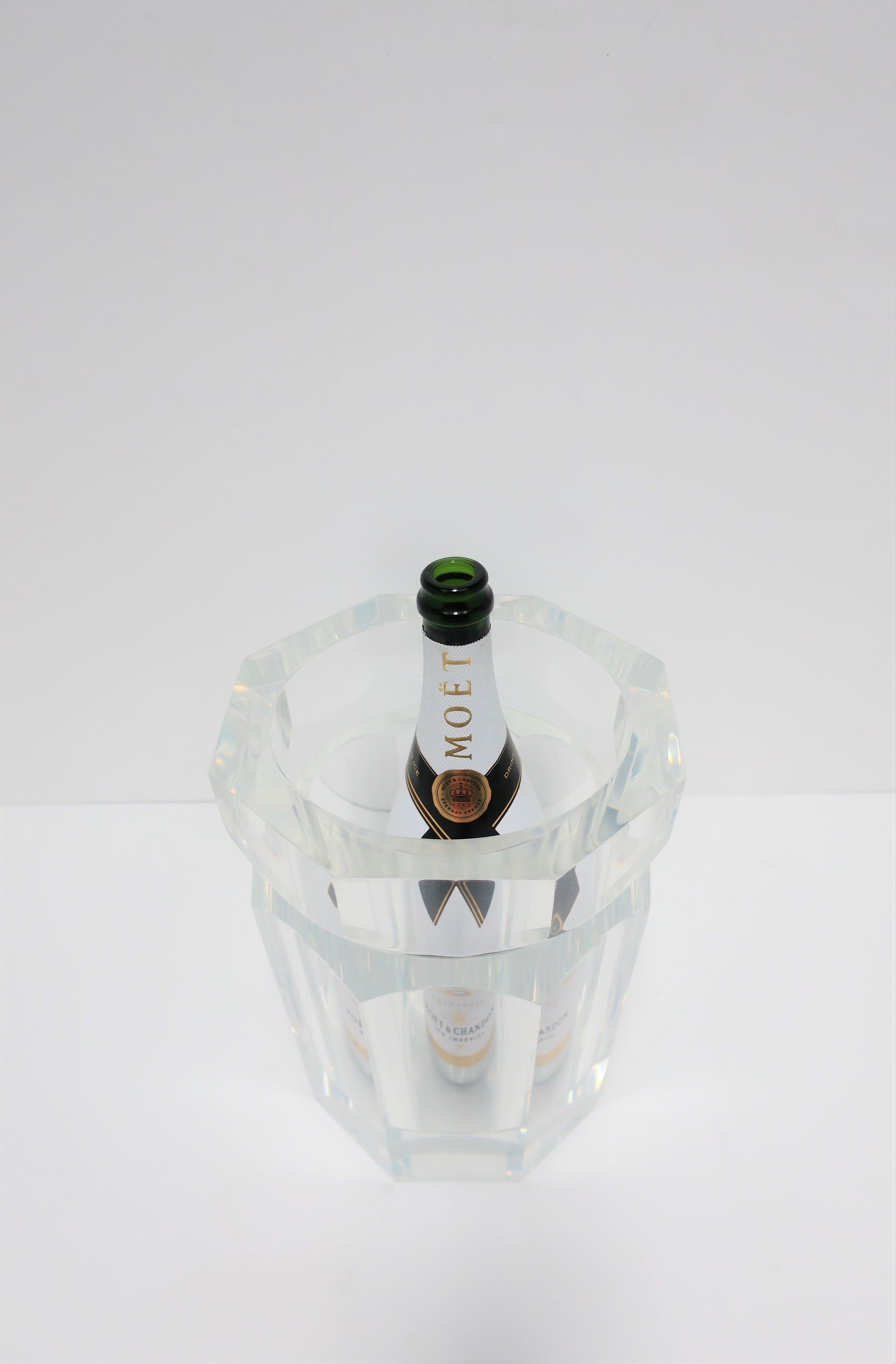 Hollywood Regency Lucite Champagne Wine Cooler or Ice Bucket