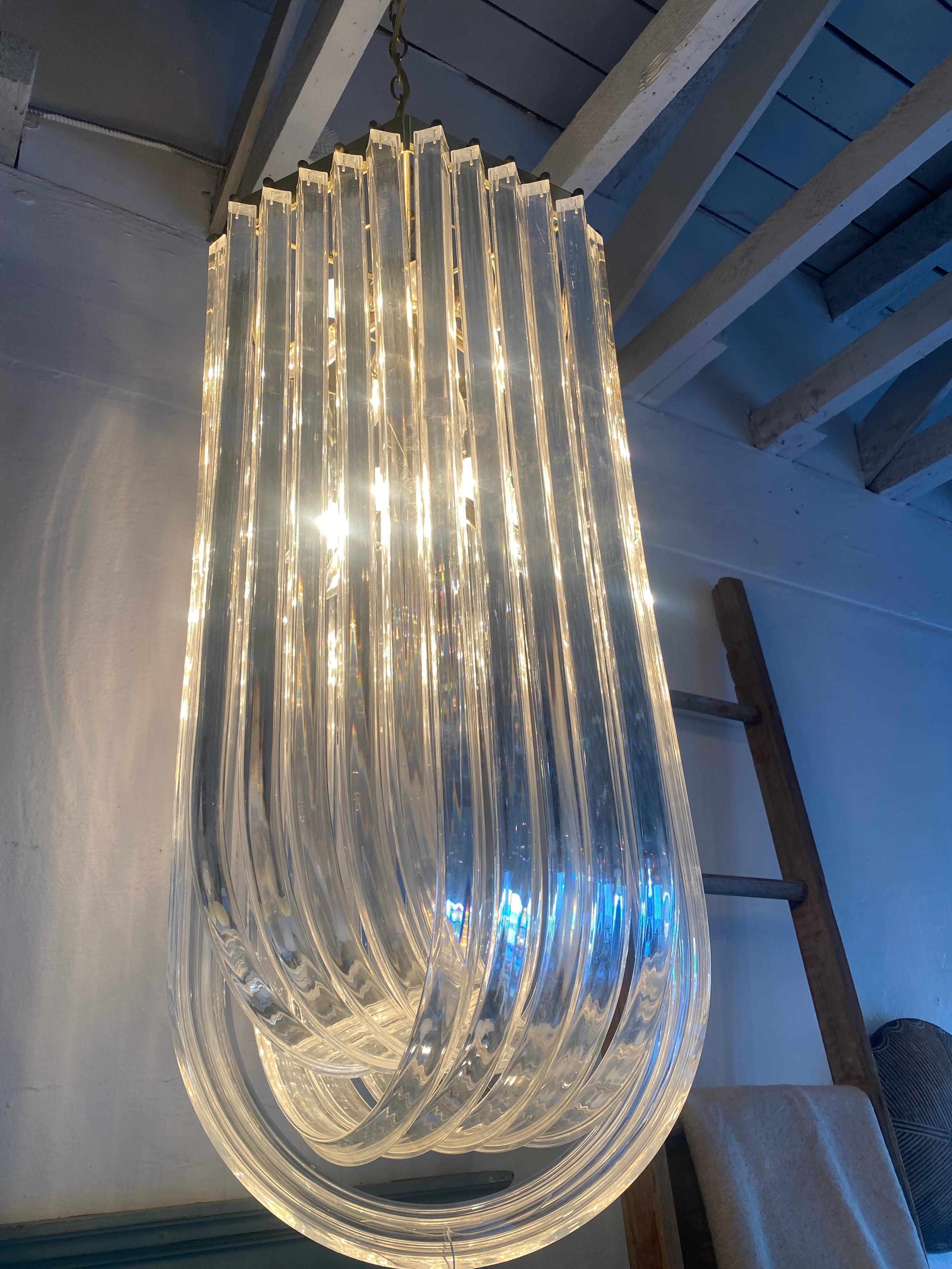 Lucite Chandelier In Good Condition In Los Angeles, CA