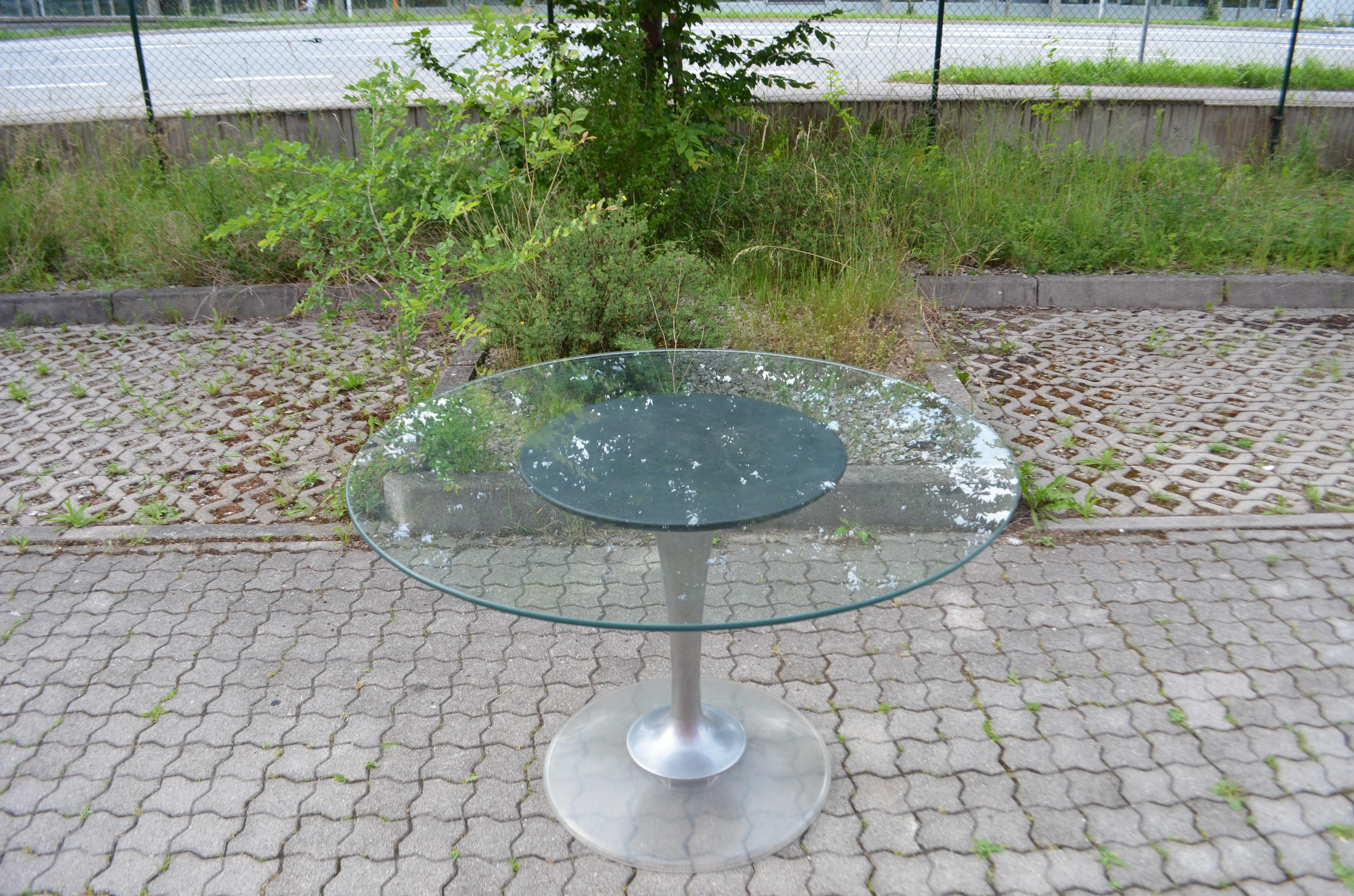 Ensemble de salle à manger Chromcraft en Lucite, table de salle à manger Tulip Glas et 4 chaises en cuir Bon état - En vente à Munich, Bavaria