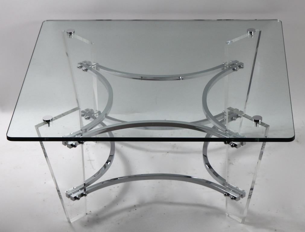 North American Lucite Chrome and Glass Coffee Table by Charles Hollis Jones For Sale