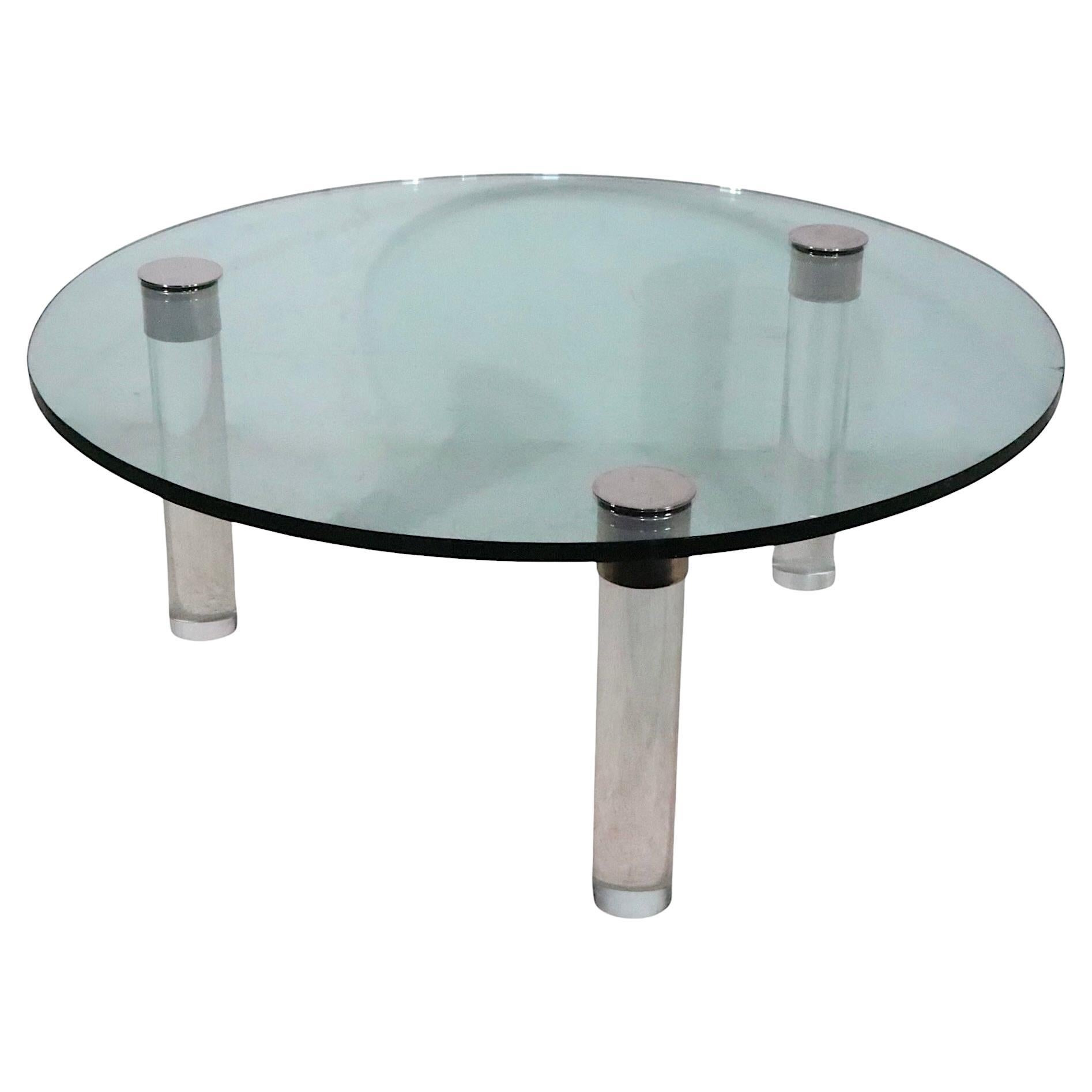 Couchtisch aus Lucite, Chrom und Glas von Pace