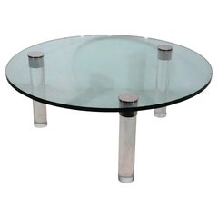 Couchtisch aus Lucite, Chrom und Glas von Pace