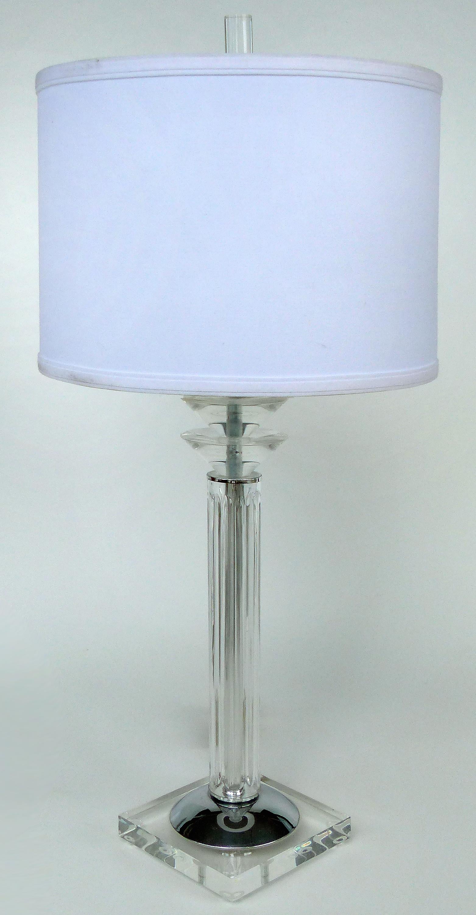 Bauer Lamp Company Lucite, Chrome and Glass Table Lamps, 1993 3