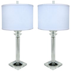 Bauer Lamp Company Lucite, Chrome and Glass Table Lamps, 1993