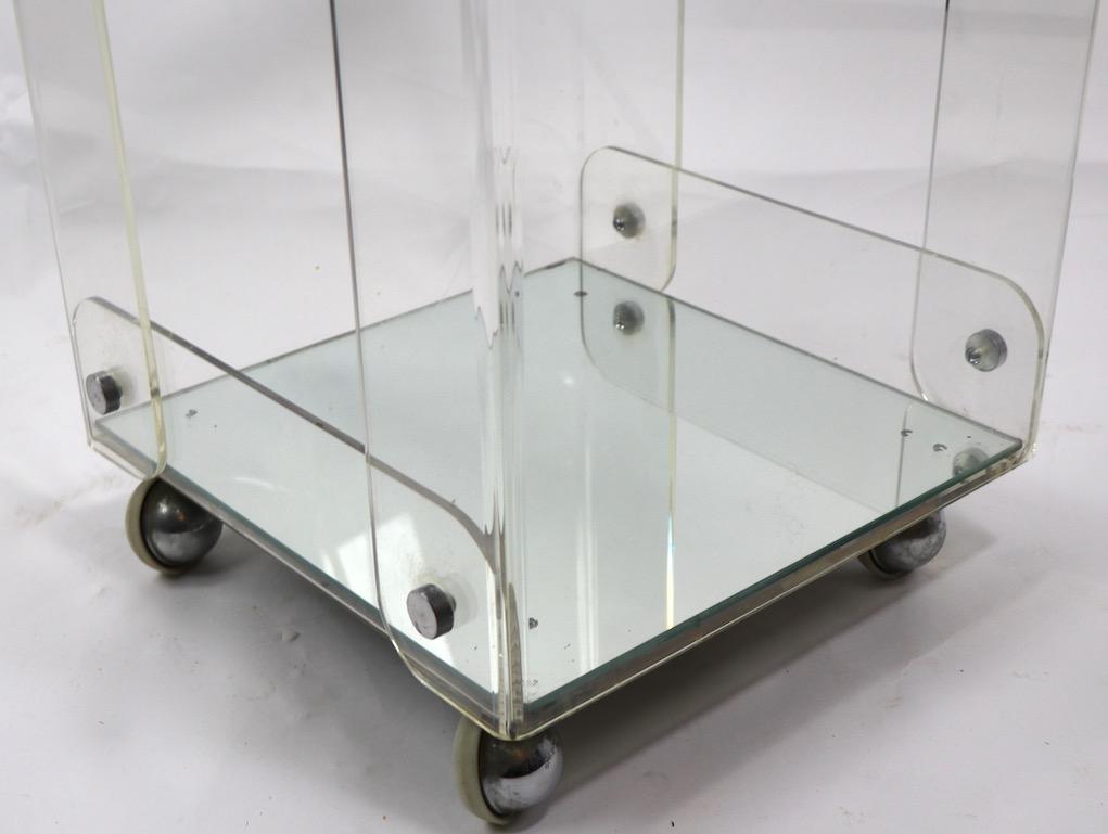Italian Lucite Chrome and Wood Serving Cart For Sale