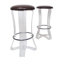 Lucite & Chrome Cross Base Stoll by Karmel