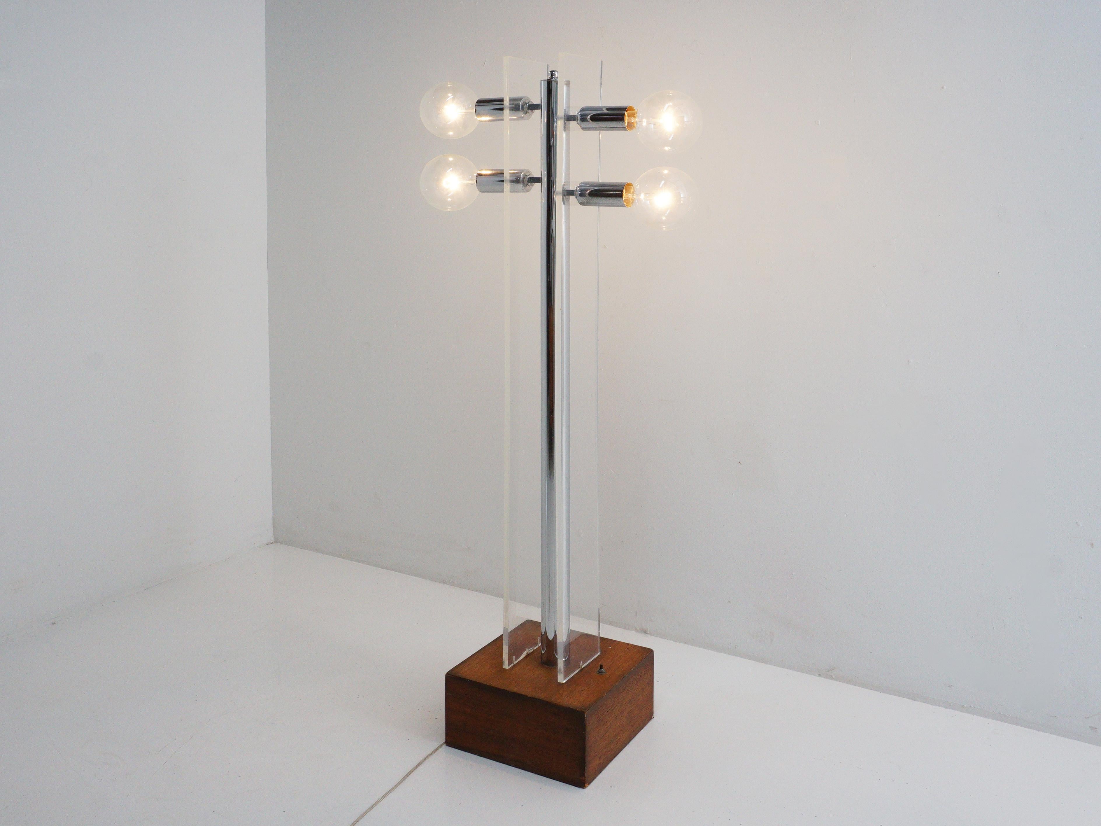Unknown Lucite & Chrome Floor Lamp, 1970s For Sale