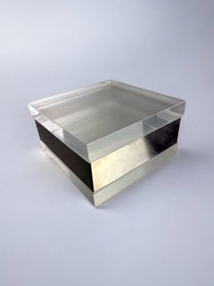 Lucite & Chromed vanity Box Gabriella Crespi Style, Italy, 1970's