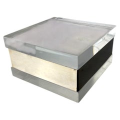 Lucite & Chromed vanity Box Gabriella Crespi Style, Italy, 1970's