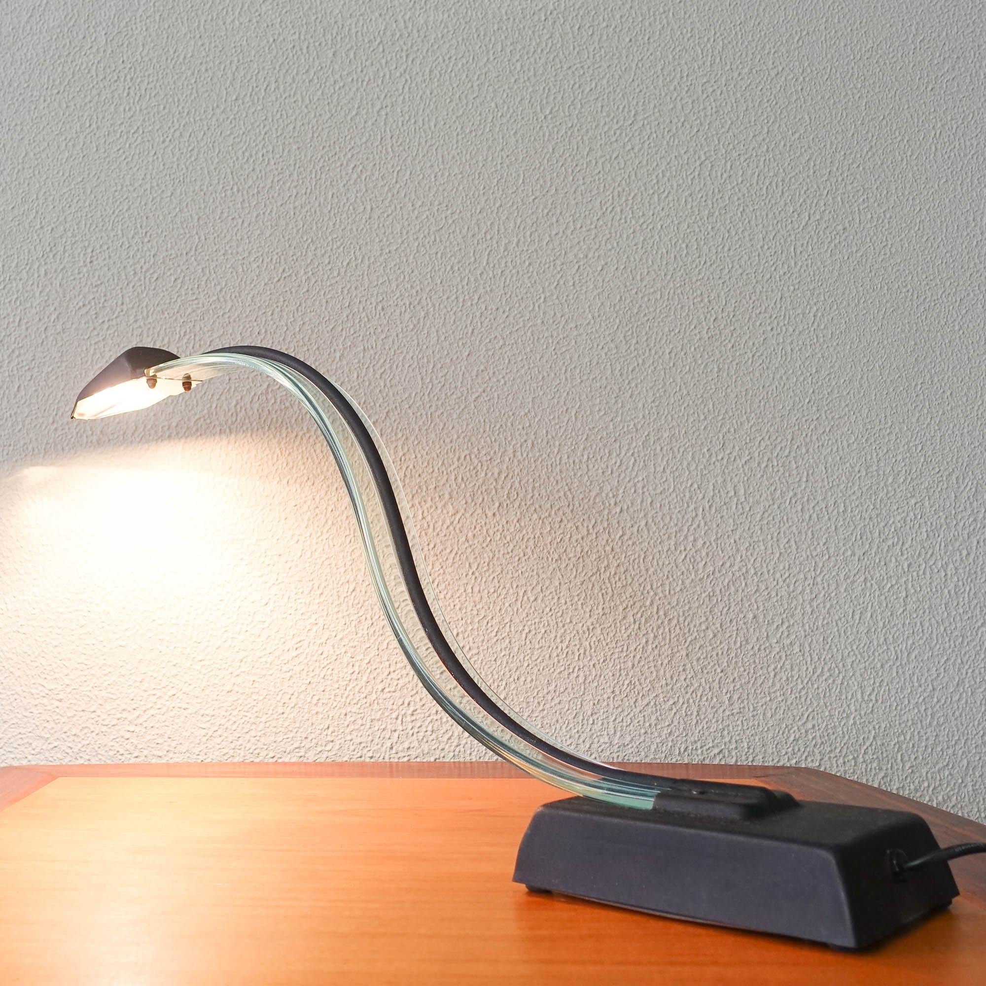 Metal Lucite Cobra Desk Lamp, 1980's For Sale