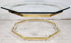 Lucite Coffee Table 24 Karat Gold Plated Charles Hollis Jones Style
