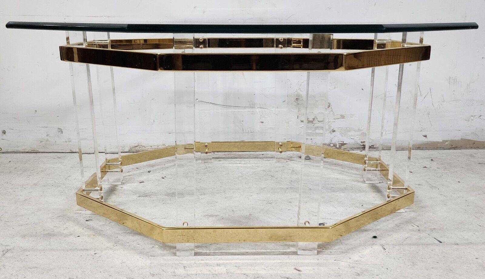 Mid-Century Modern Lucite Coffee Table 24 Karat Gold Plated Charles Hollis Jones Style  For Sale