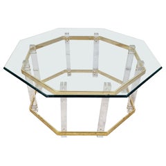 Table basse en lucite plaquée or 24 carats de style CHARLES HOLLIS JONES