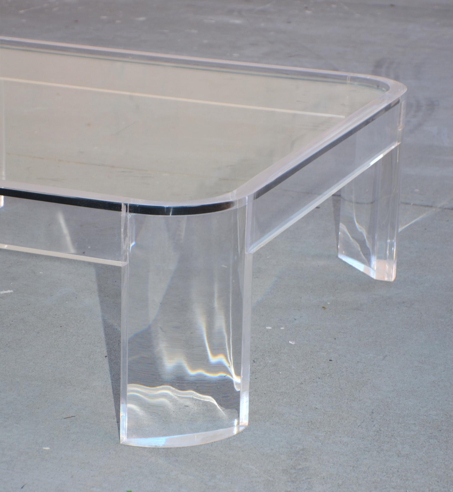 Glass Lucite Coffee Table by Les Prismatiques