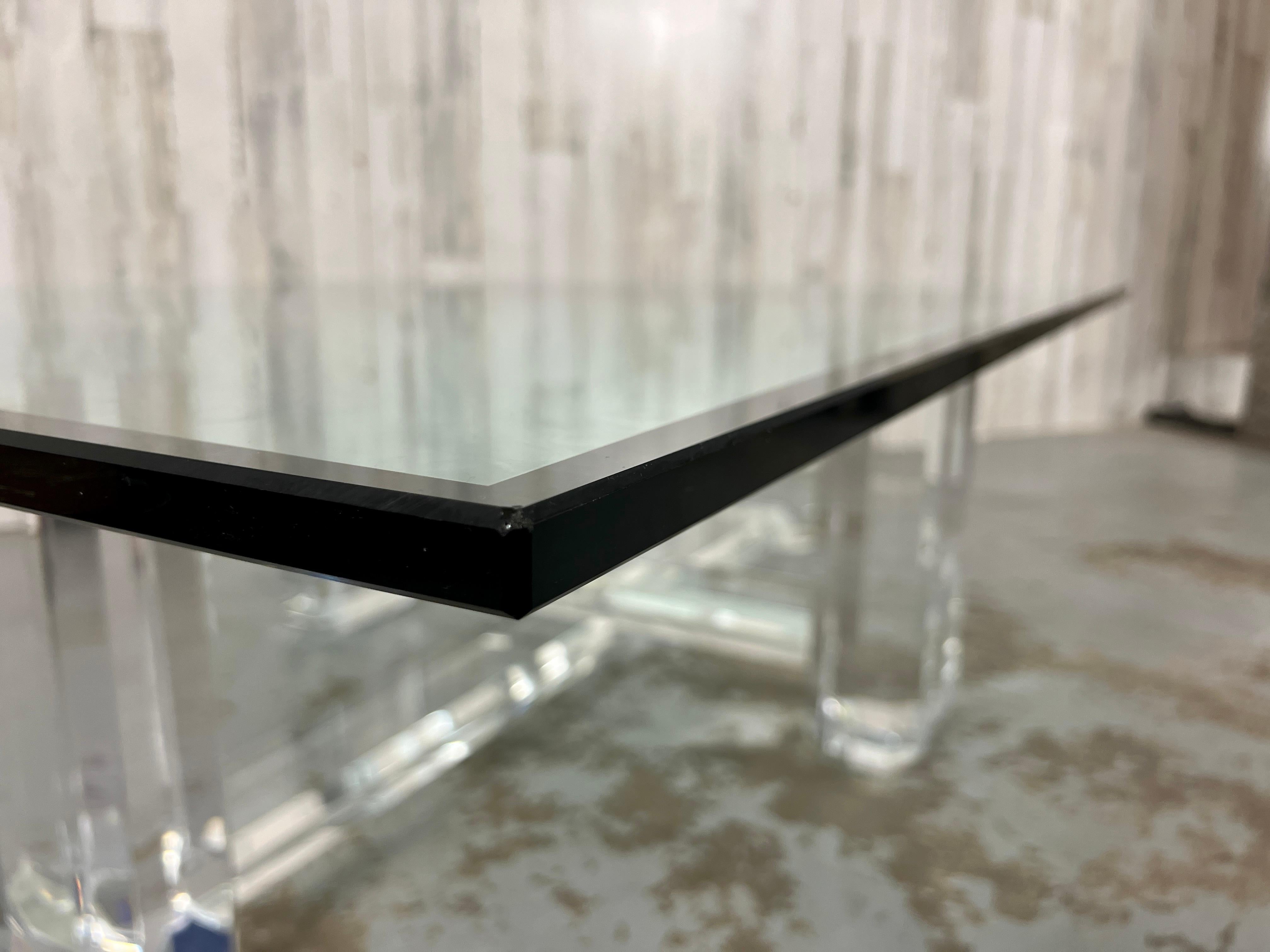 Glass Lucite Coffee Table For Sale