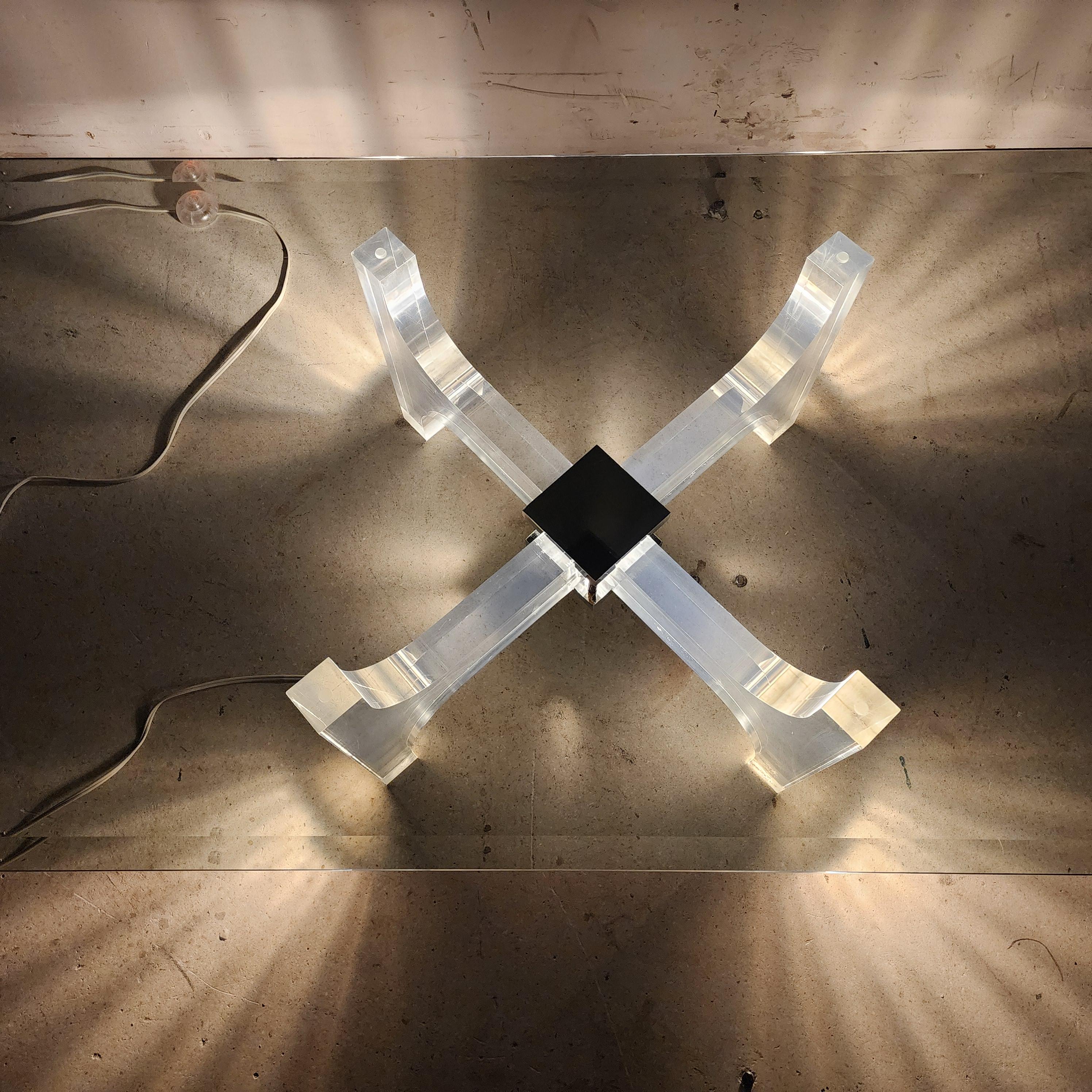 Late 20th Century Lucite Coffee Table Illuminated by Philippe Jean France 1970s For Sale