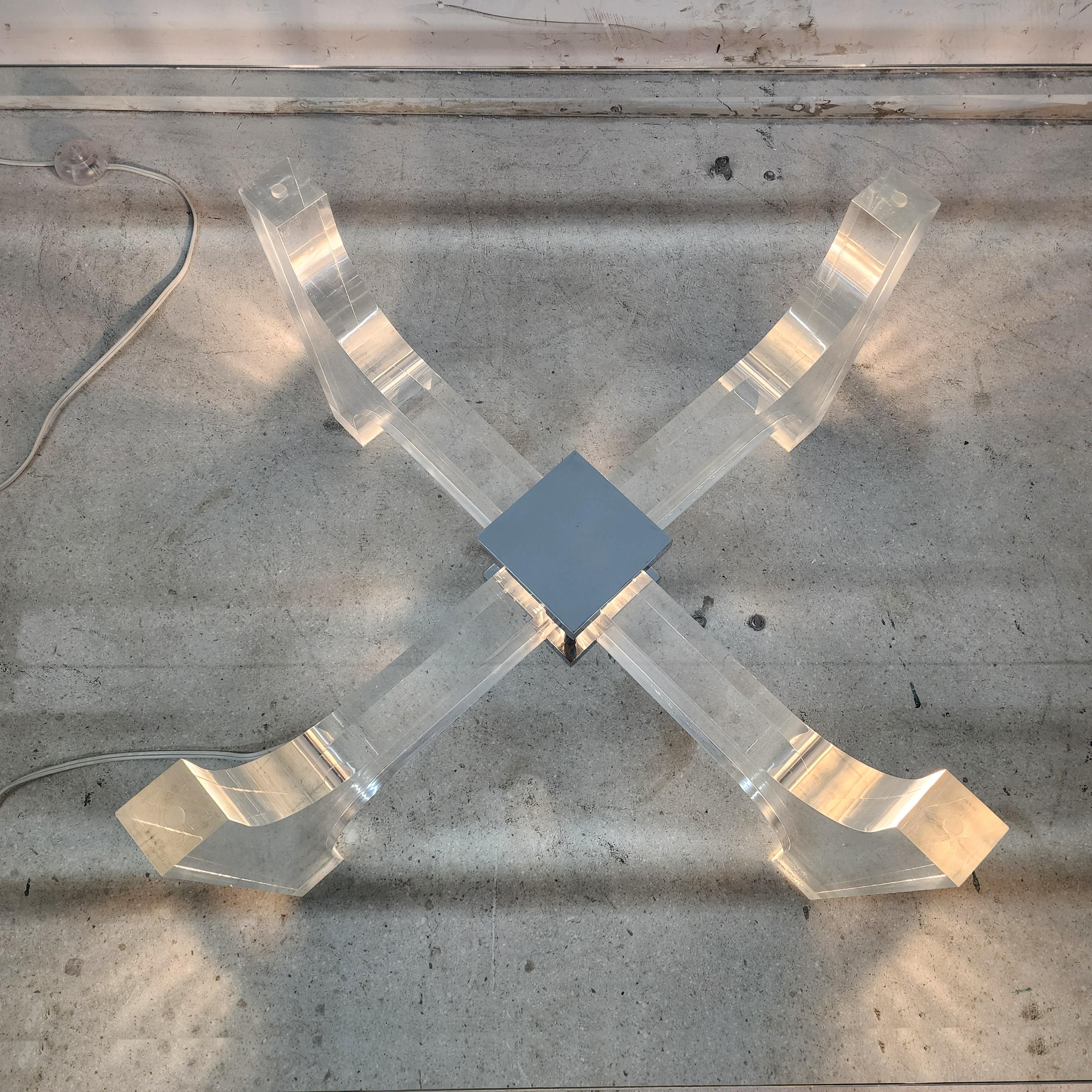 Lucite Coffee Table Illuminated by Philippe Jean France 1970s For Sale 1