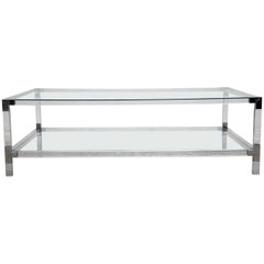 Lucite Coffee Table with Glass Top, 1970s, Belgo Chrome, Belgium