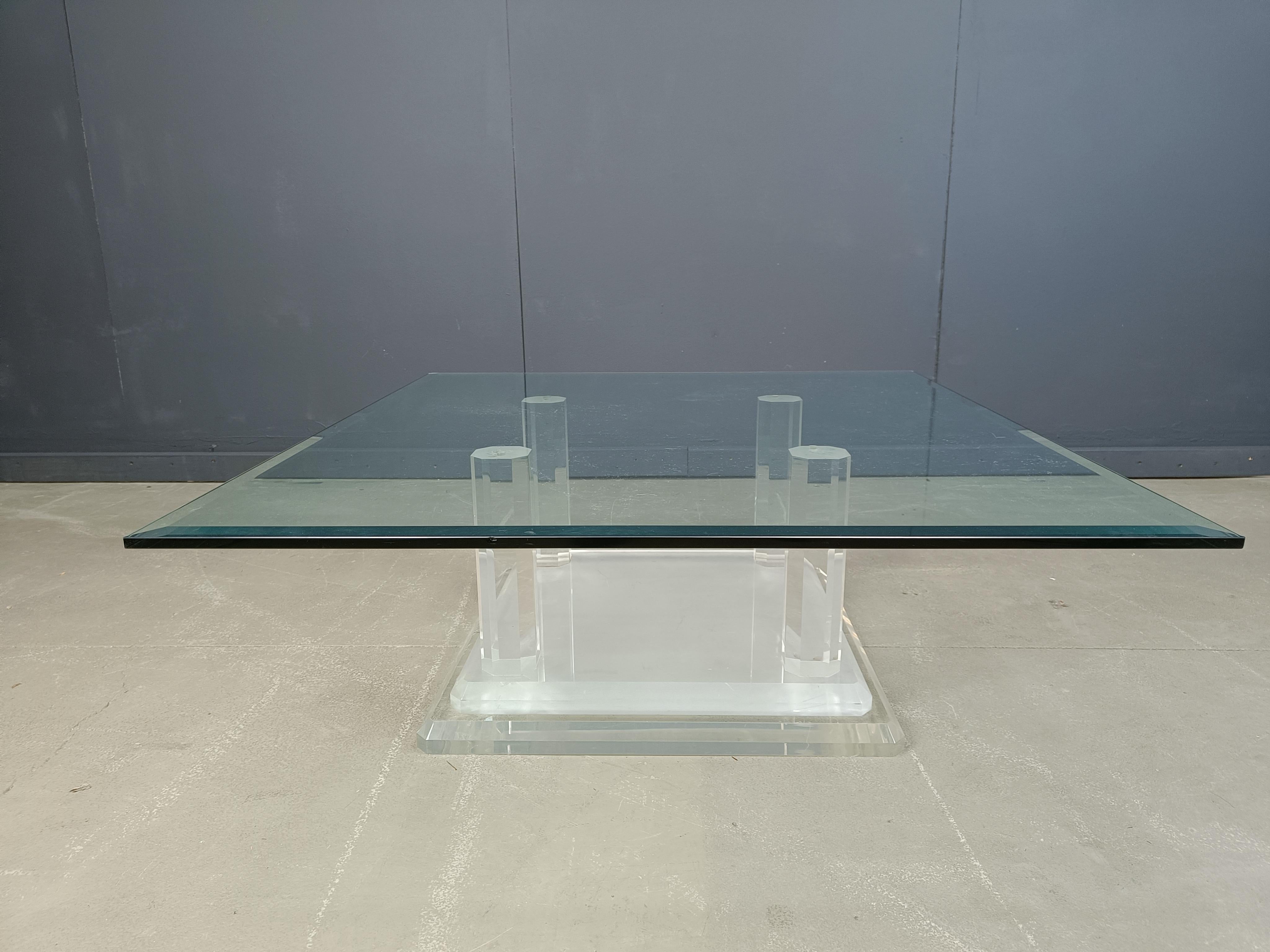 Late 20th Century Lucite column coffee table or side table, 1970s For Sale