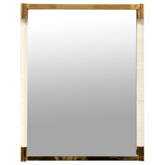 Lucite Column Framed Mirror, Italy, 1970s