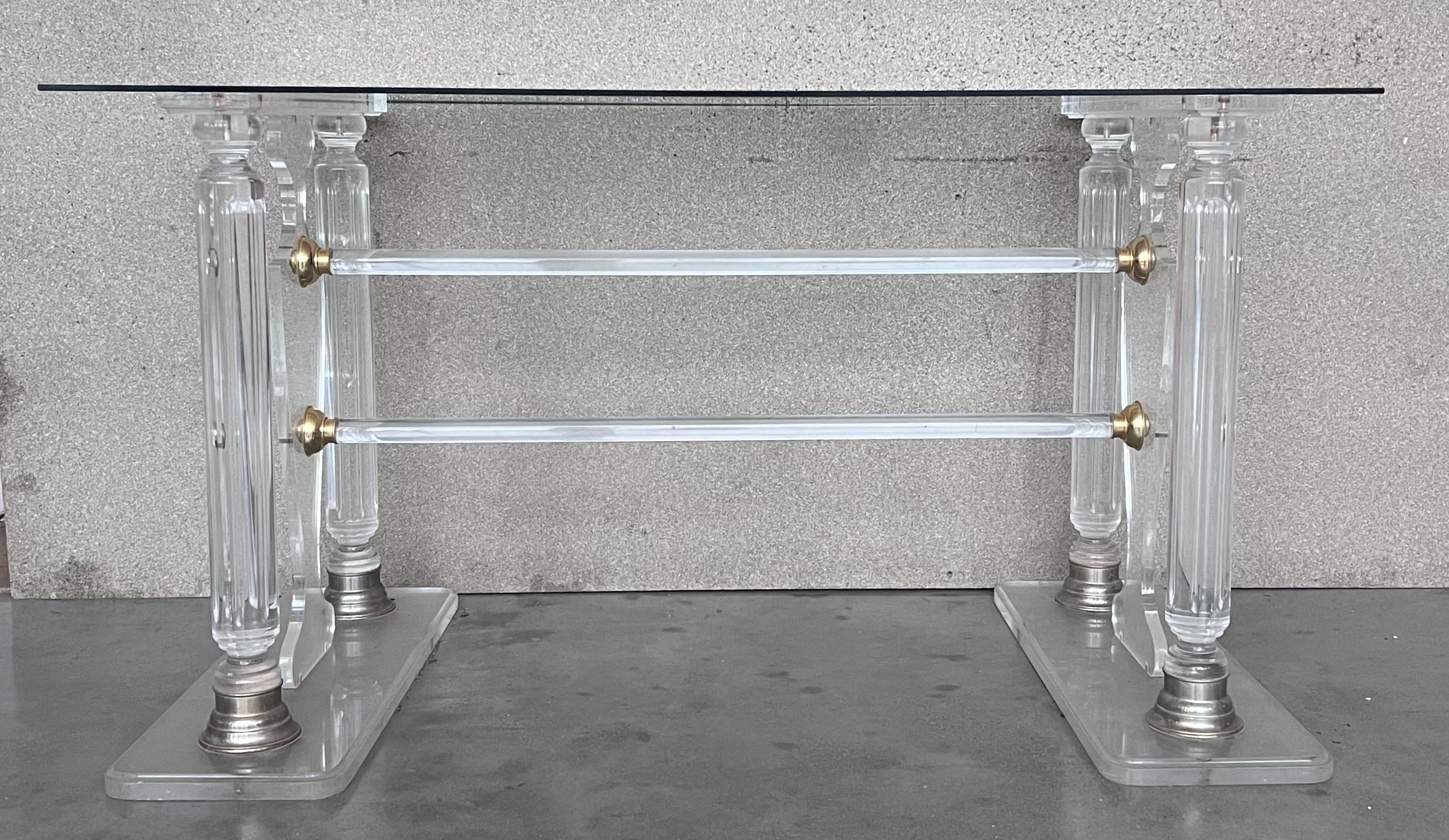 Mid-Century Modern Lucite Console or Dining Table in the Manner of Karl Springer For Sale