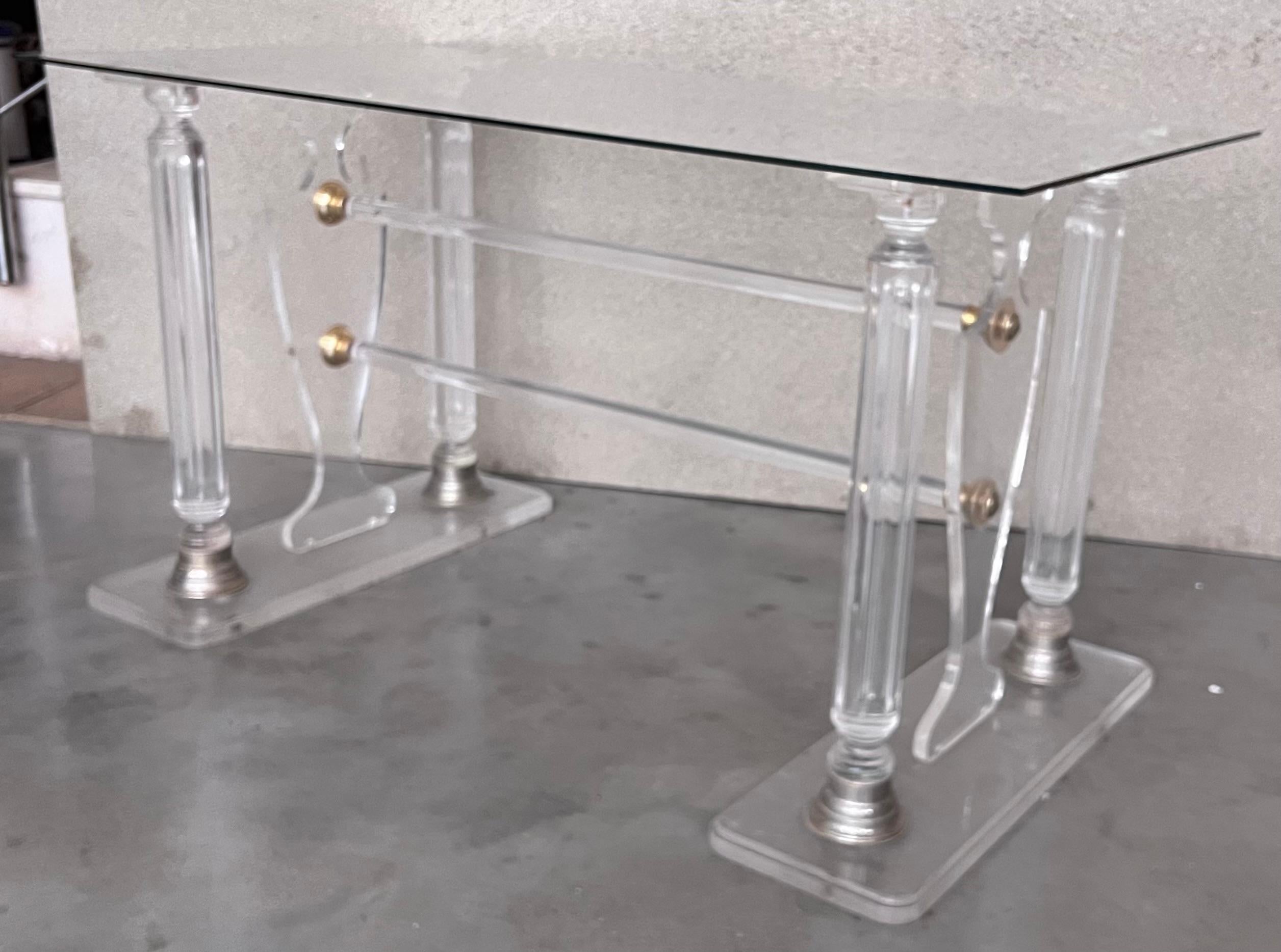 Italian Lucite Console or Dining Table in the Manner of Karl Springer For Sale
