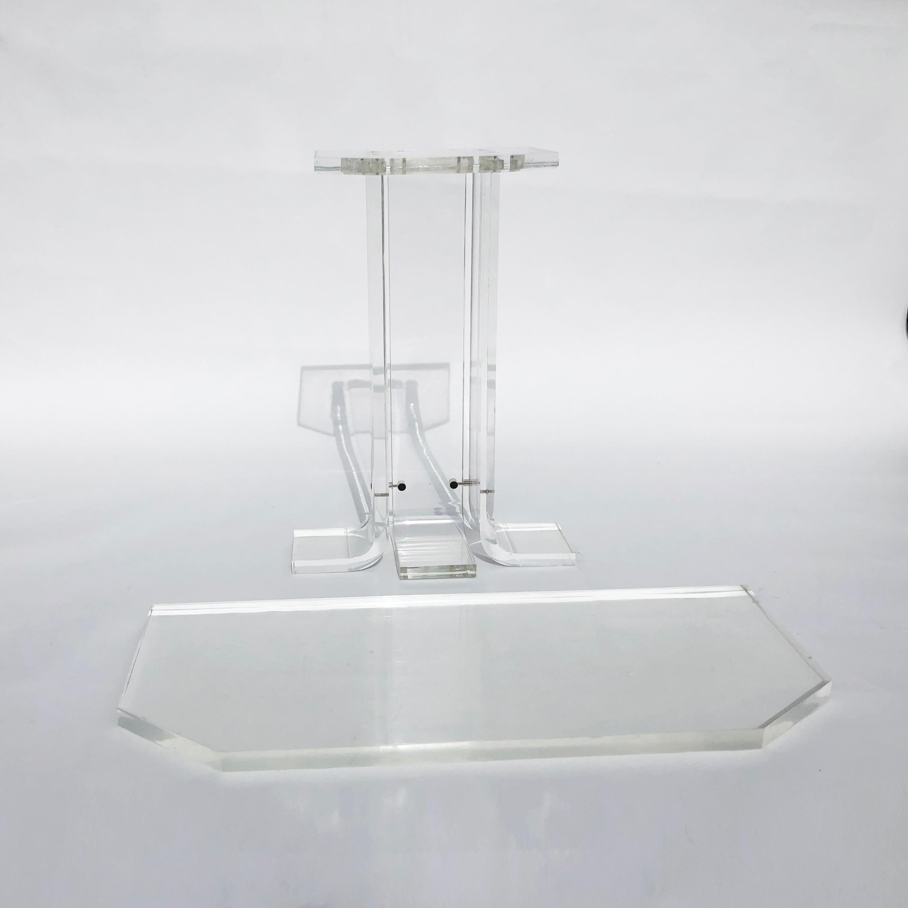 Lucite Konsolentisch 1970er Hollywood Regency Vintage Acryl Plexiglas postmodern  im Angebot 7