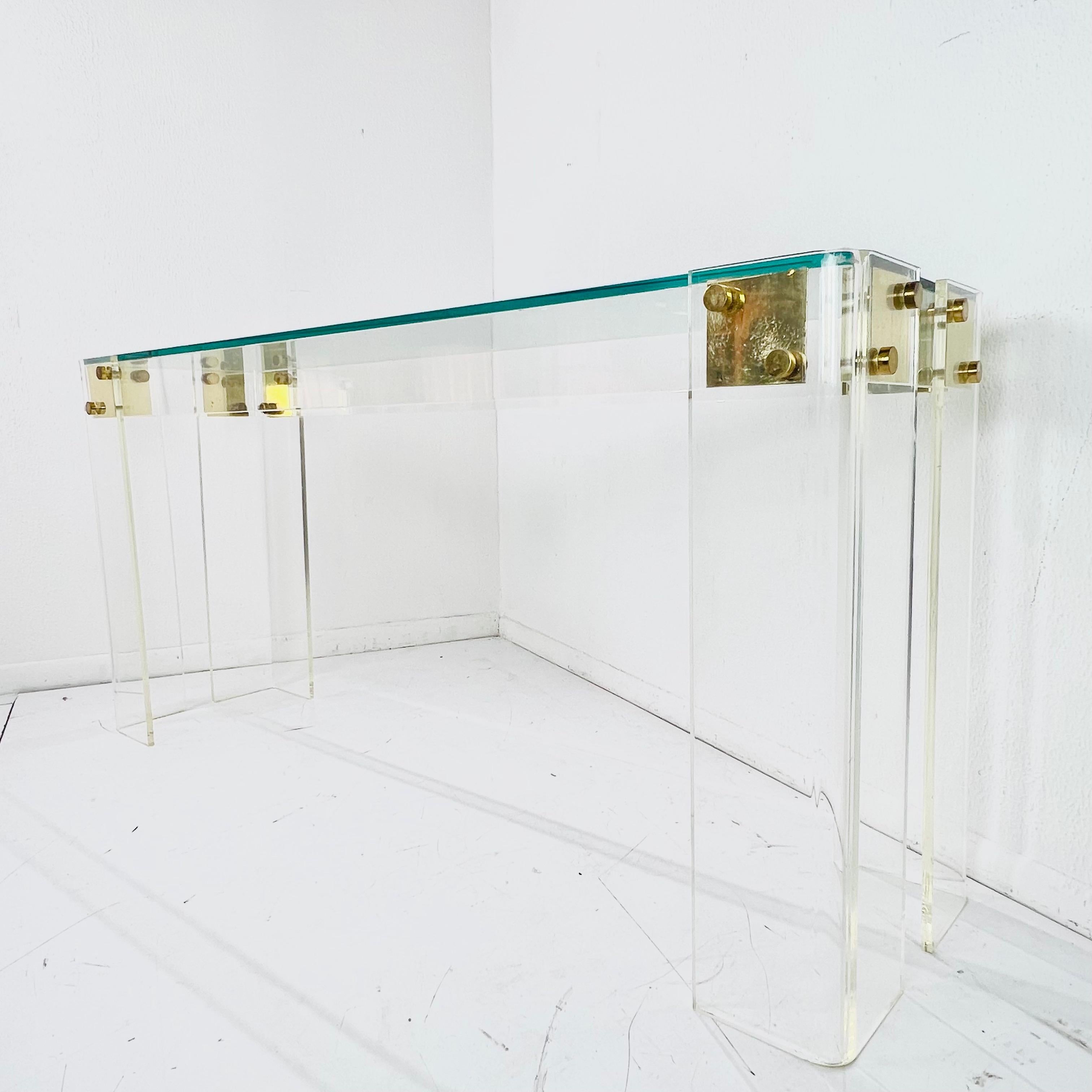American Lucite Console Table in the style of Charles Hollis Jones For Sale
