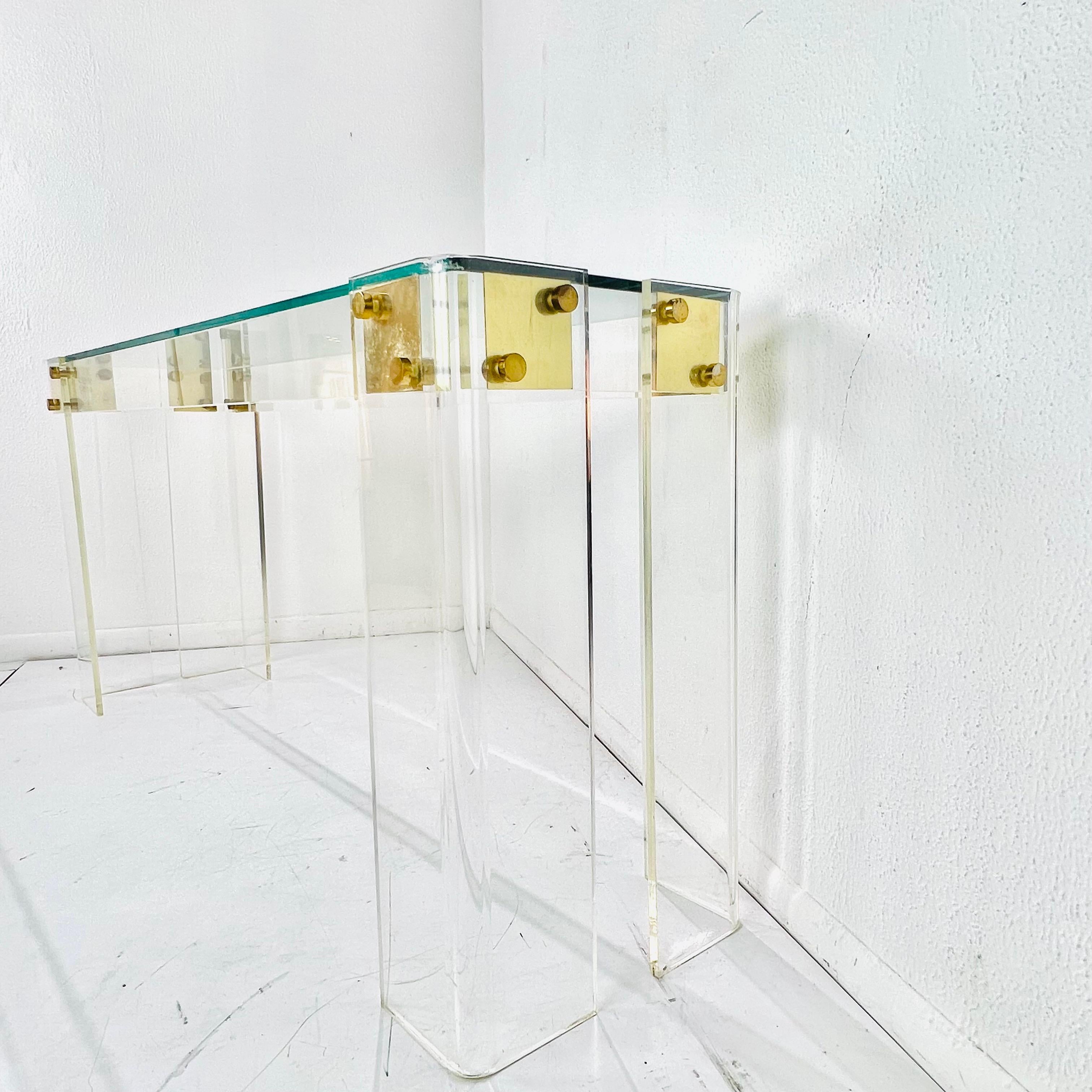 Lucite Console Table in the style of Charles Hollis Jones In Good Condition For Sale In Dallas, TX