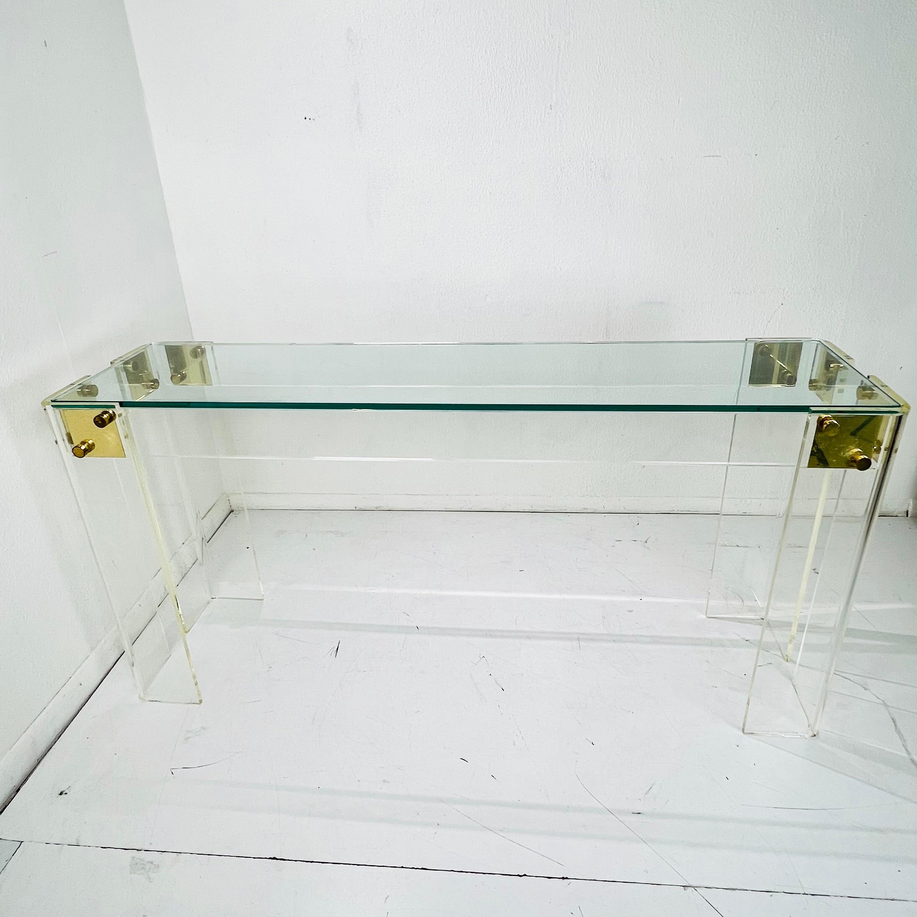 Late 20th Century Lucite Console Table in the style of Charles Hollis Jones For Sale