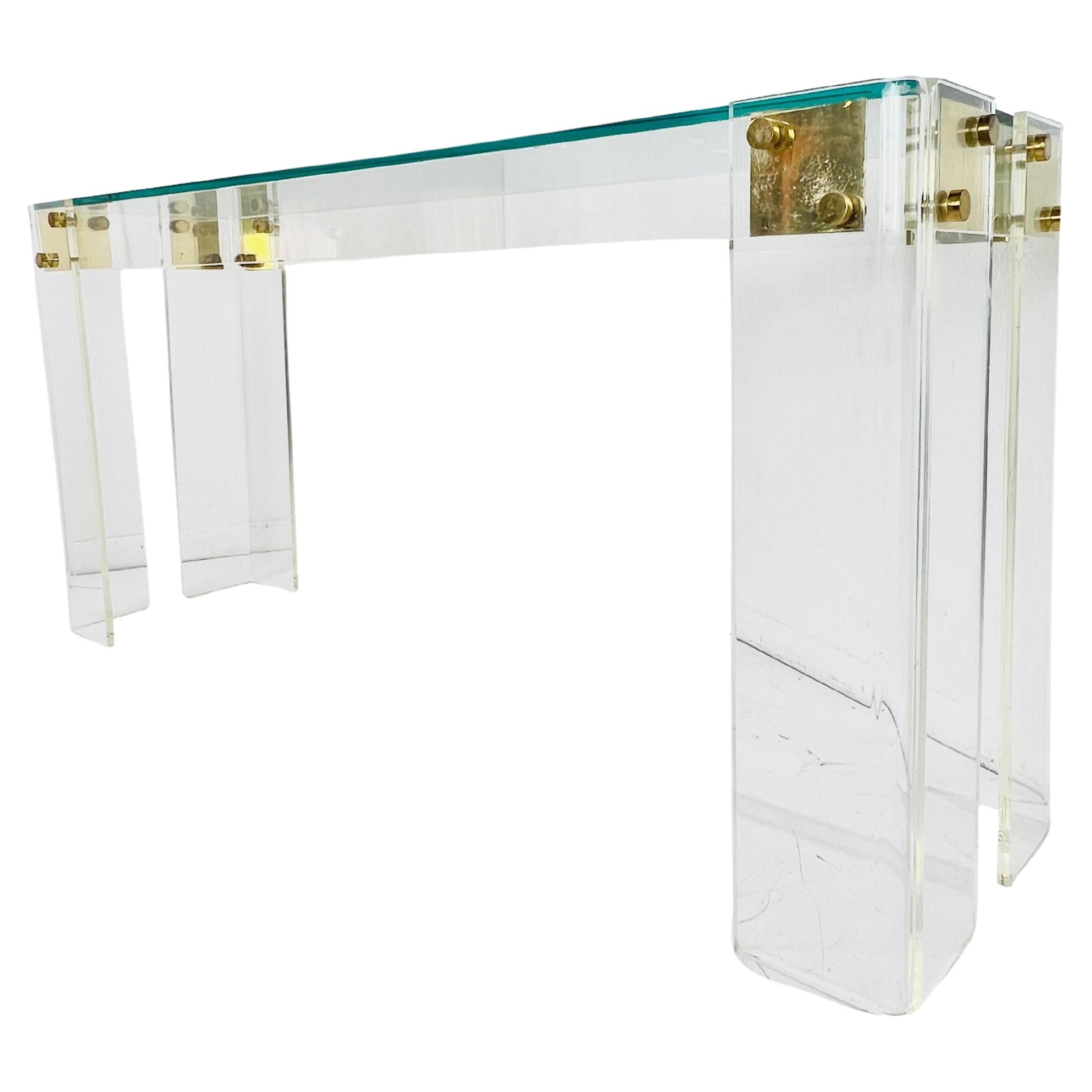 Lucite Console Table in the style of Charles Hollis Jones For Sale