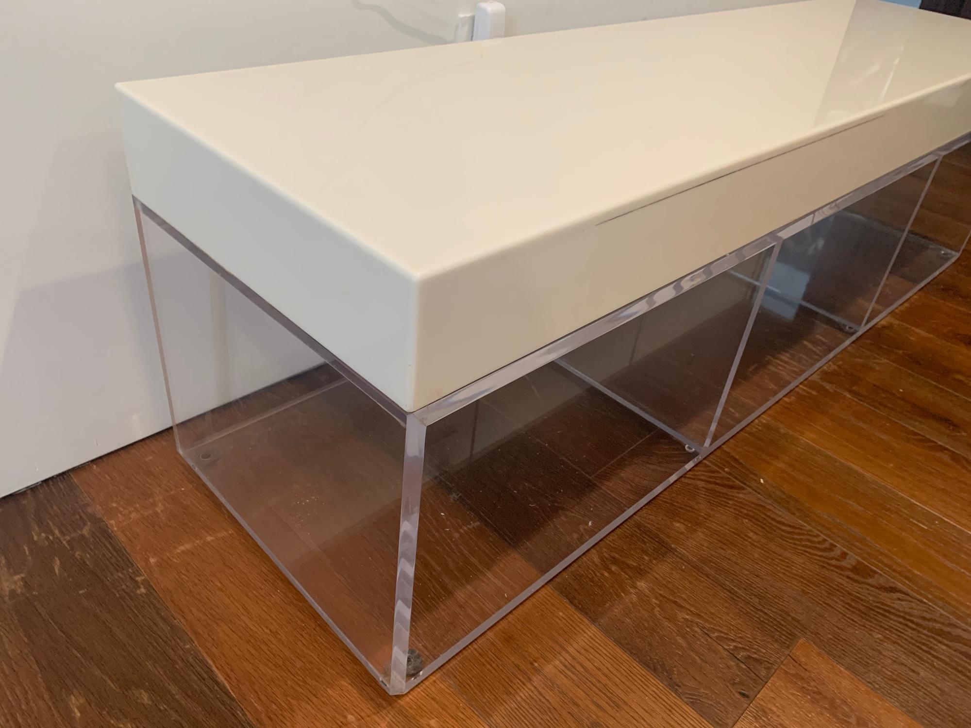 Lucite and Corian Bench by Cain Modern For Sale 3