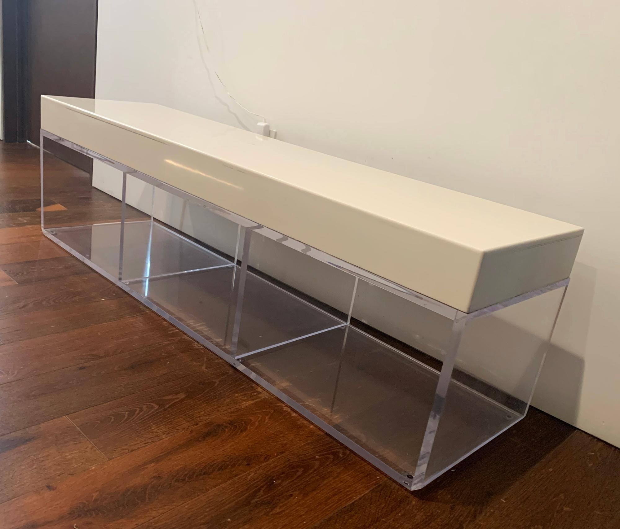 American Lucite and Corian Bench by Cain Modern For Sale