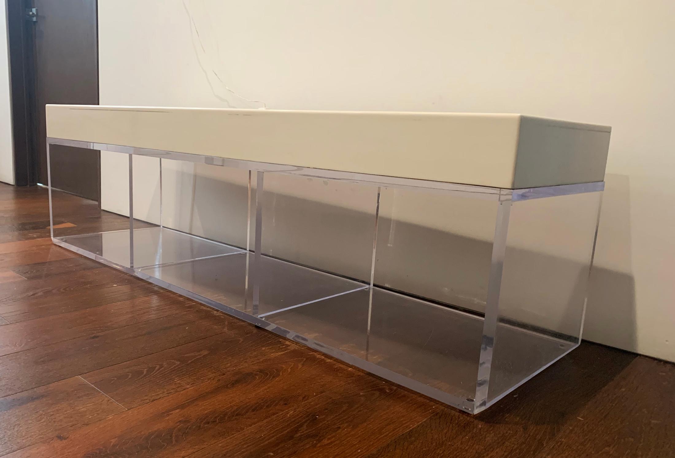 Contemporary Lucite and Corian Bench by Cain Modern For Sale