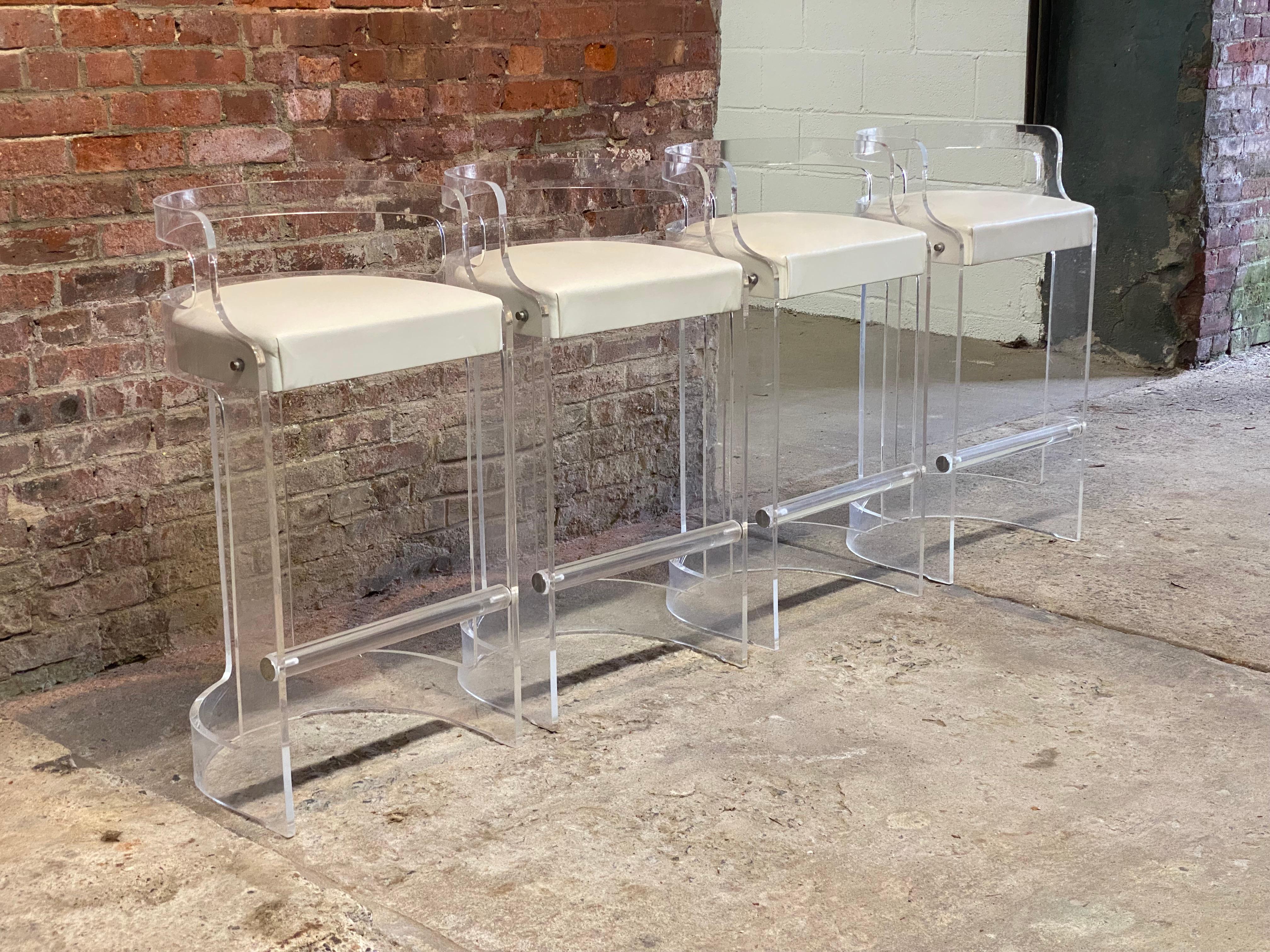 Post-Modern Lucite Counter Stools for Hill Manufacturing Company, Set of Four For Sale